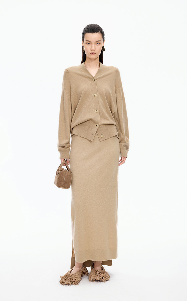 Skirt / JNBY H-Line Wool-Cashmere Long Skirt