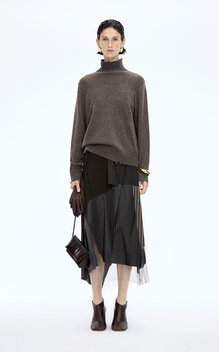 Sweater / JNBY Oversized Wool Cashmere Turtleneck Sweater Brown