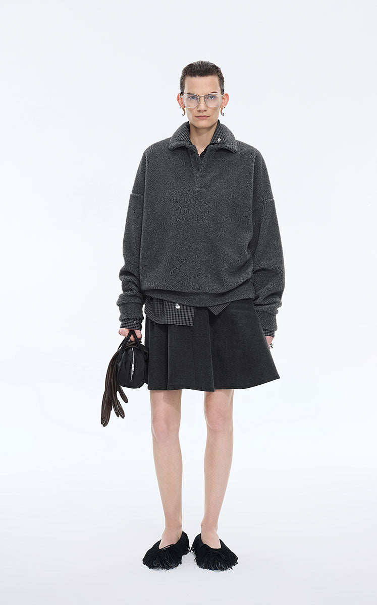 Sweatshirt / JNBY Oversized Fleece Texture Pullover Grey
