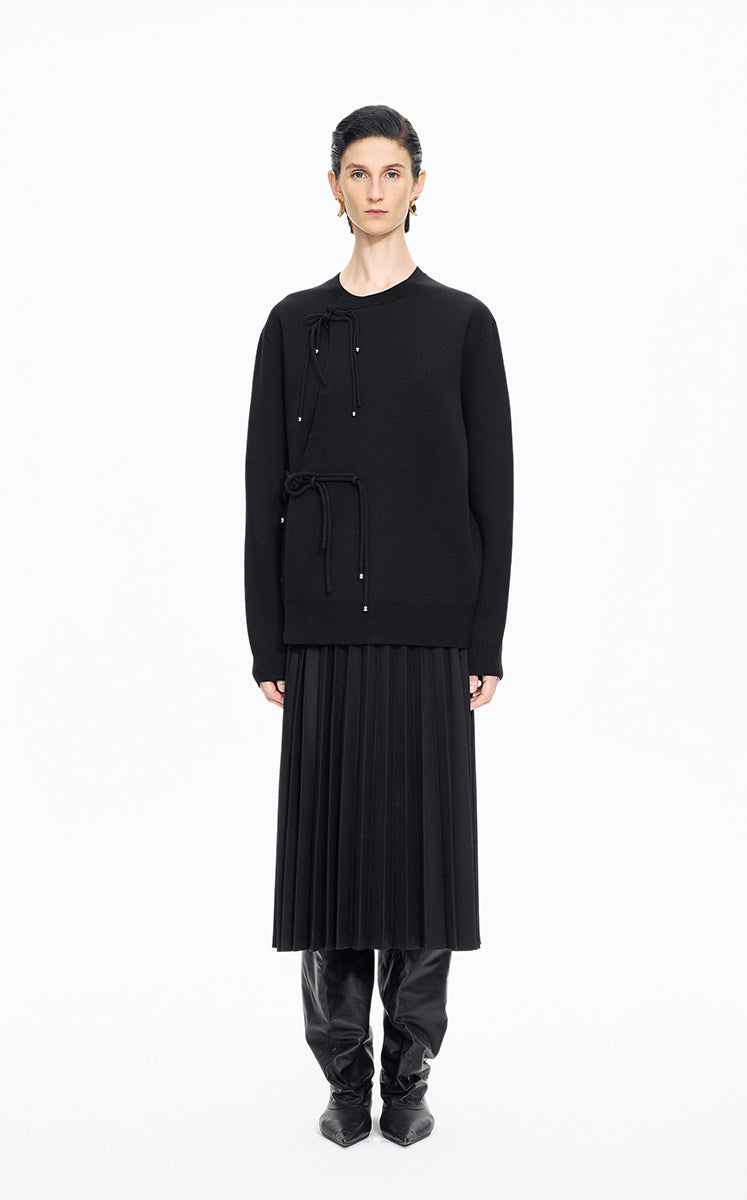 Sweater / JNBY O-Shape Mid-Length Wool Blend Cardigan Black