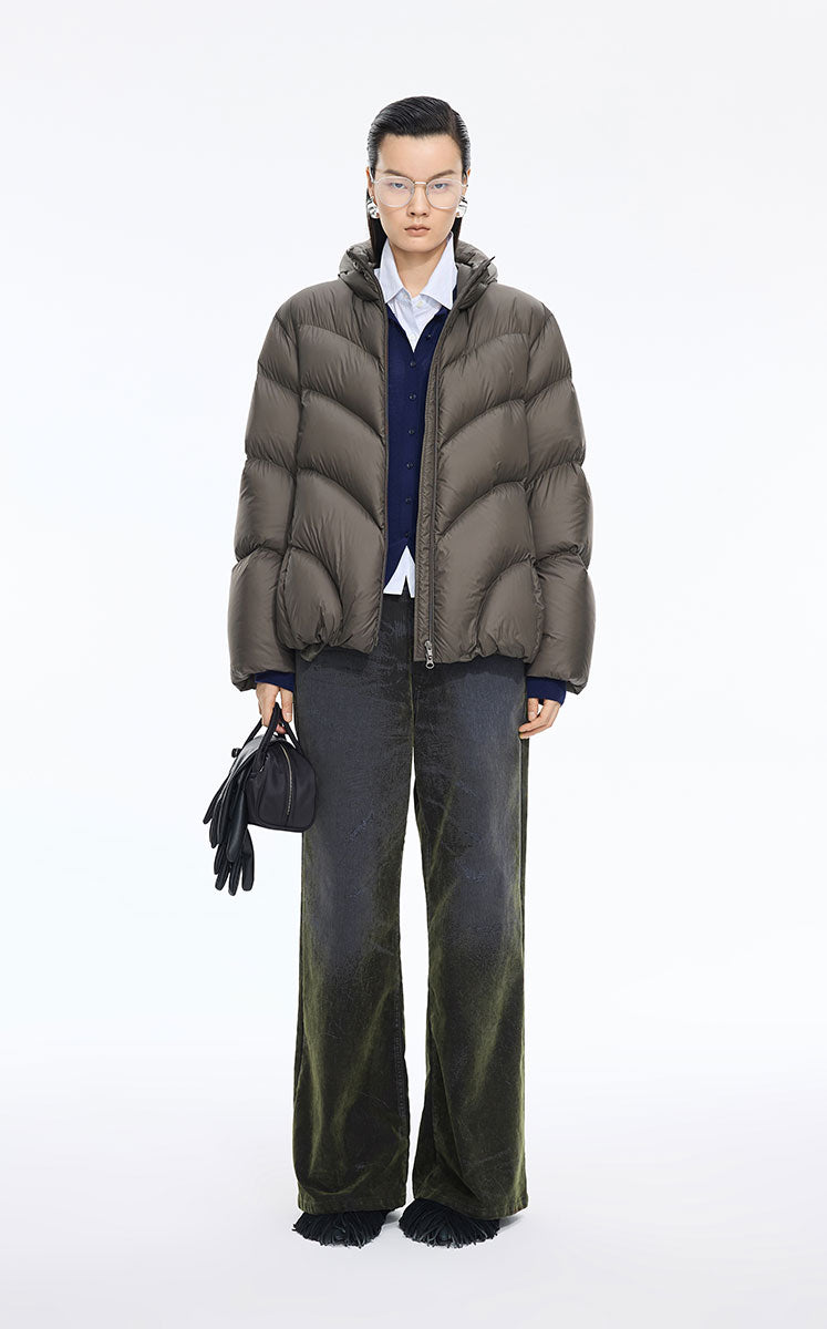 Pants / JNBY Relaxed Velvet-Flocked Wide-Leg Jeans Green