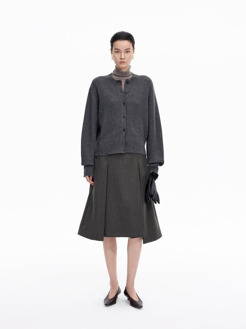 Cardigan / JNBY Wool Cashmere Blend Cropped Knit Dark Heather Gray