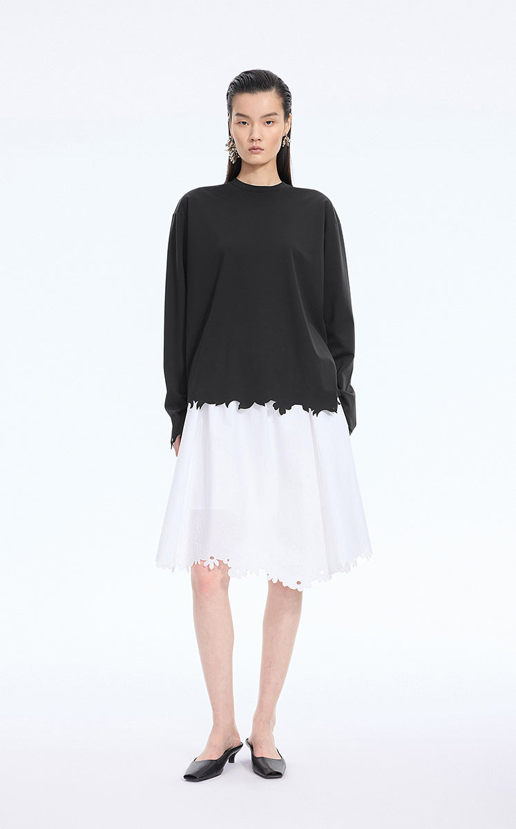 T-Shirt / JNBY Cut-Out Floral Long-Sleeve Tee