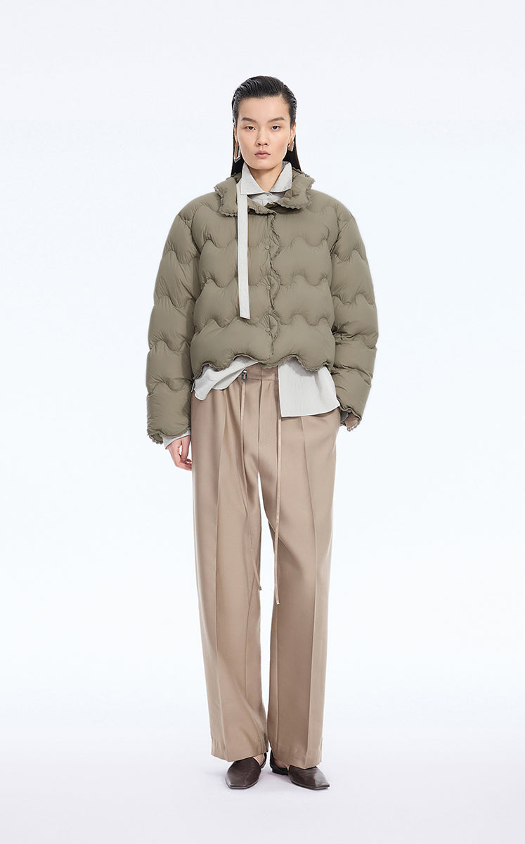 Down Coat / JNBY Oversized Lace-Trim Short Puffer