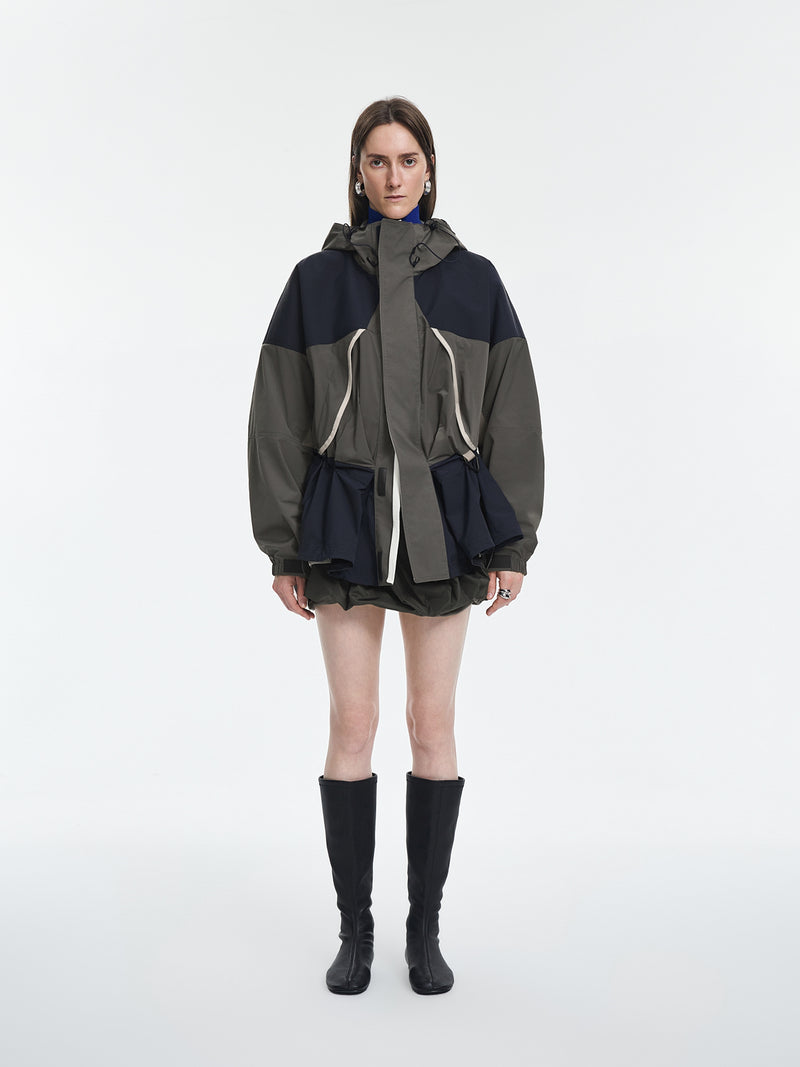 Jacket / JNBY Oversized Hooded Spliced Memory Fabric Jacket