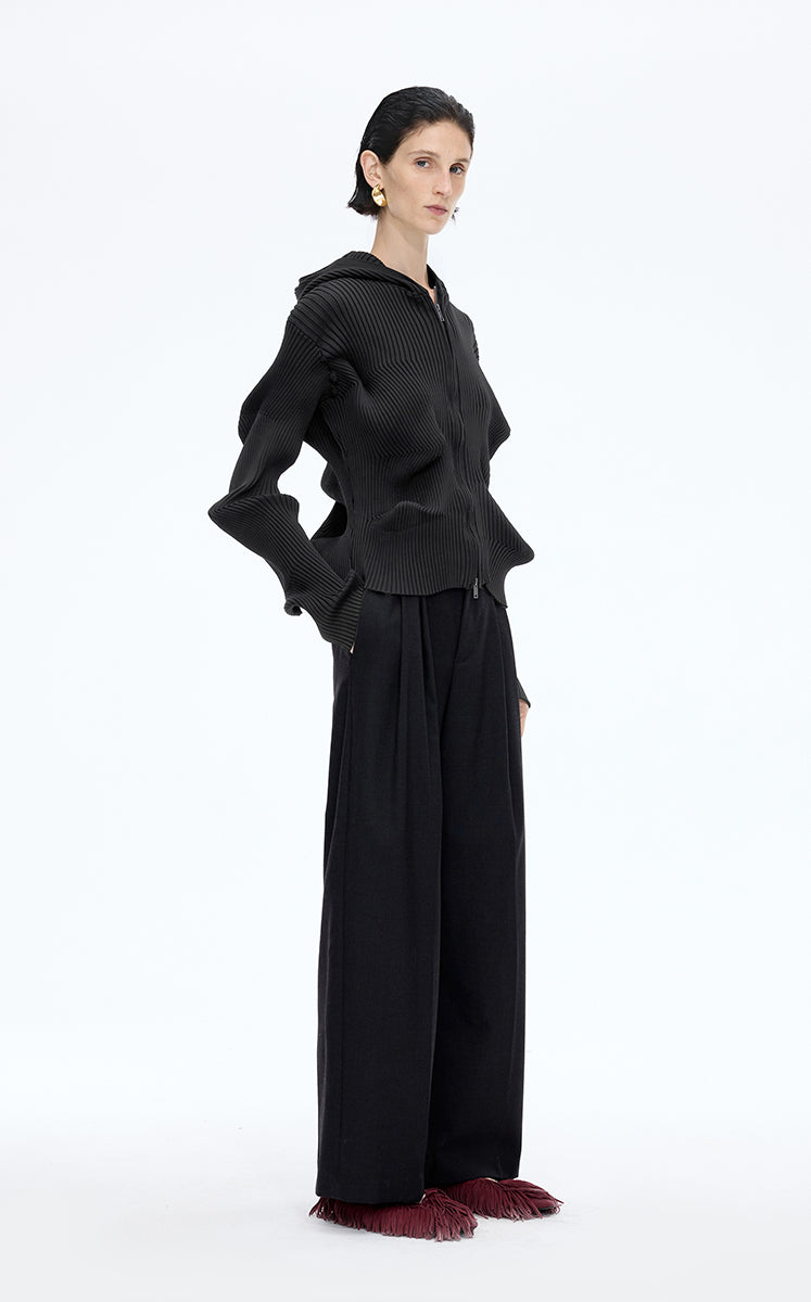 Sweater / JNBY Textured Stretch Longline Hooded Cardigan