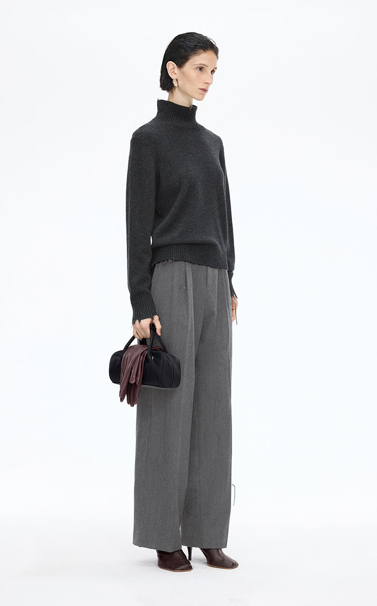 Pants / JNBY Ruched Waist Fringe Wide-Leg Pants