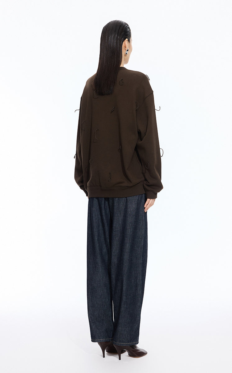 Sweatshirt / JNBY Loose Cotton Fringe Sweatshirt