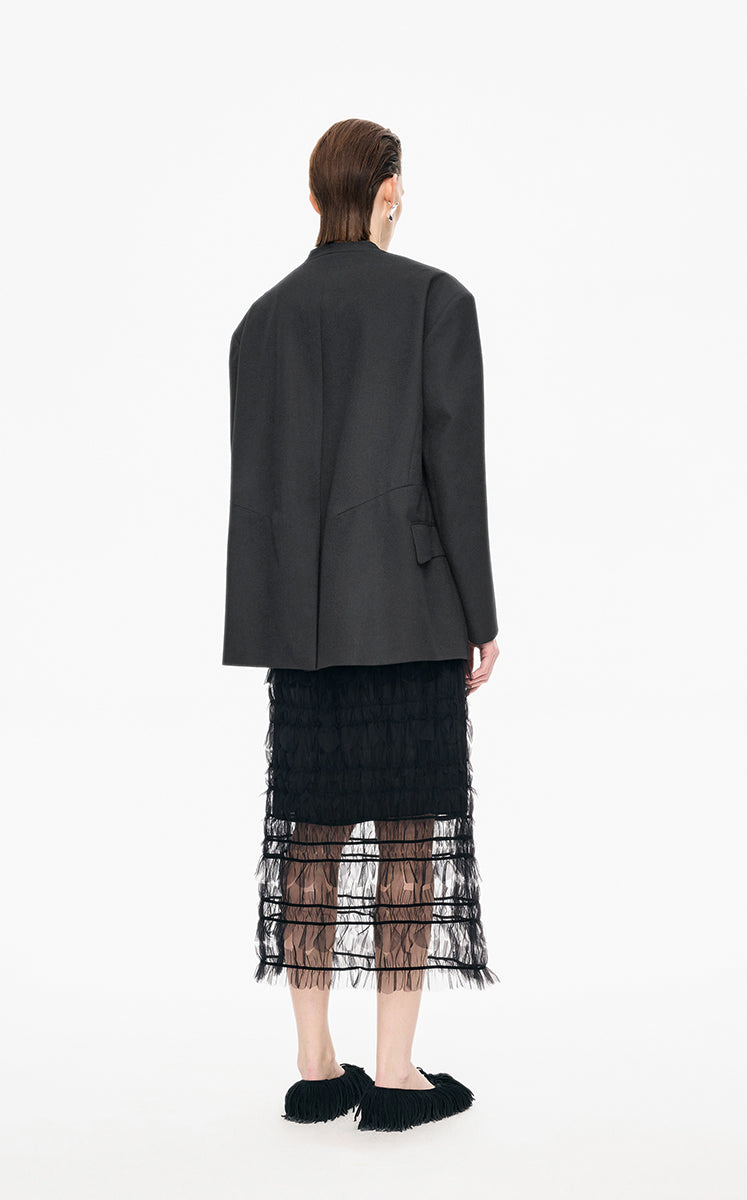 Blazer / JNBY Oversize Collarless Wool Blend Blazer