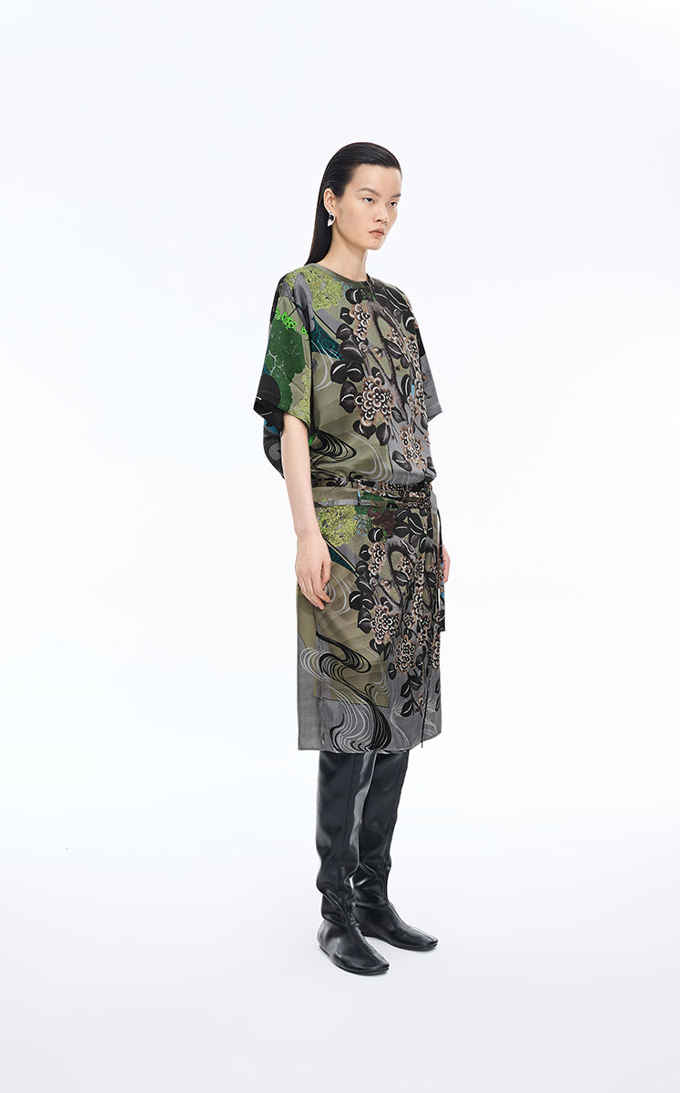 Skirt / JNBY Silk-Blend Printed Midi Skirt