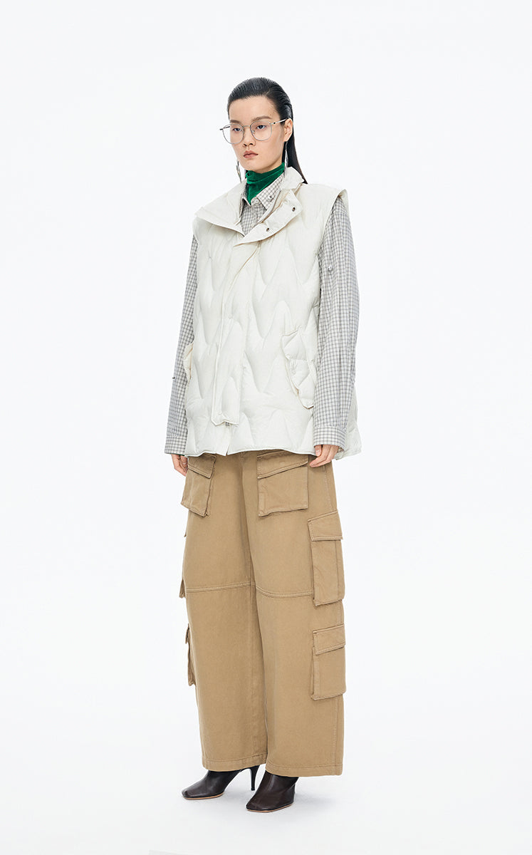 Down Vest / JNBY Oversized Wavy Quilted Down Vest