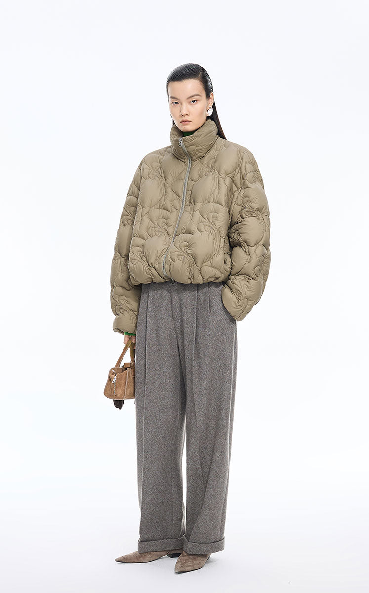 Down Coat / JNBY Quilted Stand Collar Short Down Coat