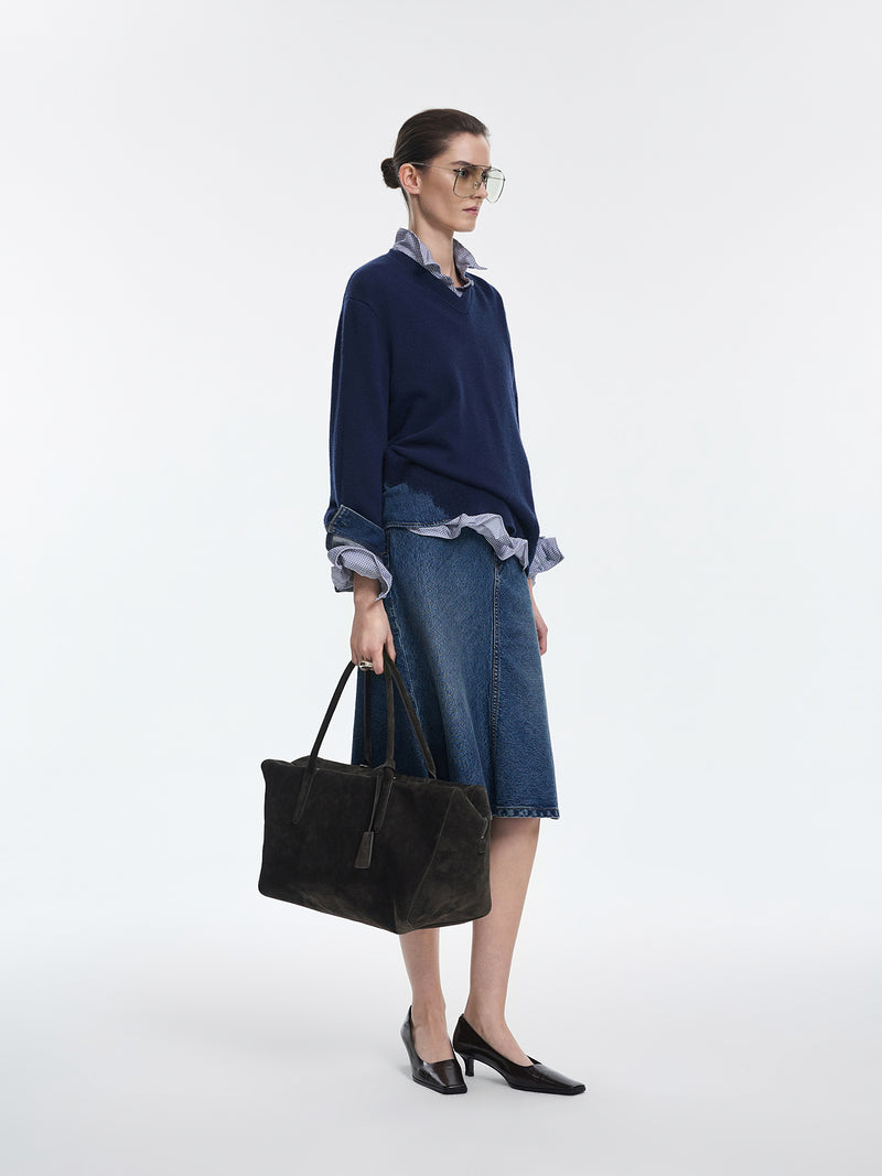 Sweater / JNBY Wool Yak Blend V-Neck Patchwork Pullover