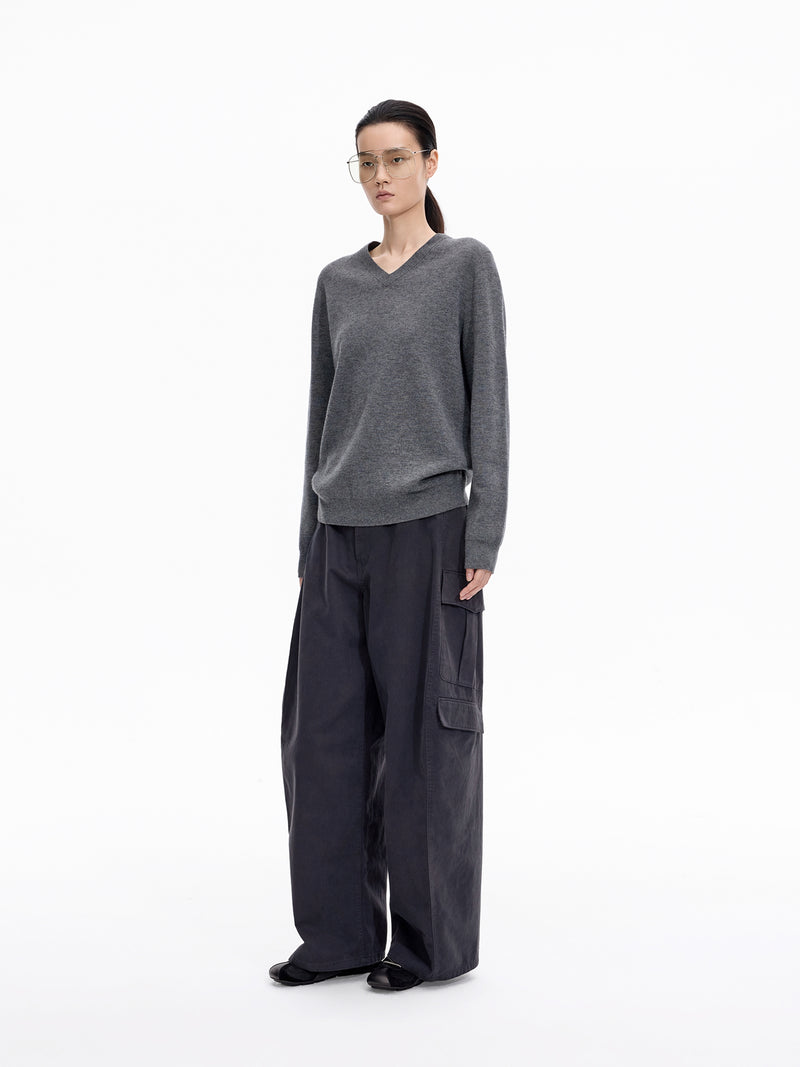 Sweater / JNBY Wool Jacquard V-Neck Pullover