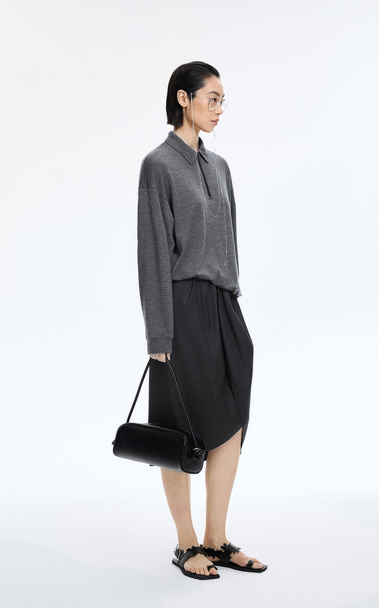Sweatshirt / JNBY Minimal Collar Merino Wool Pullover