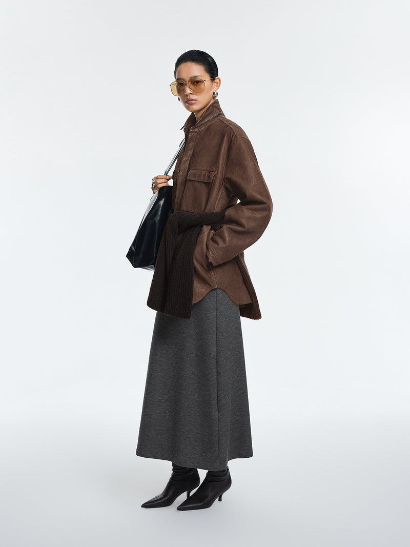 Jacket / JNBY Relaxed Fit Sheepskin Leather Jacket
