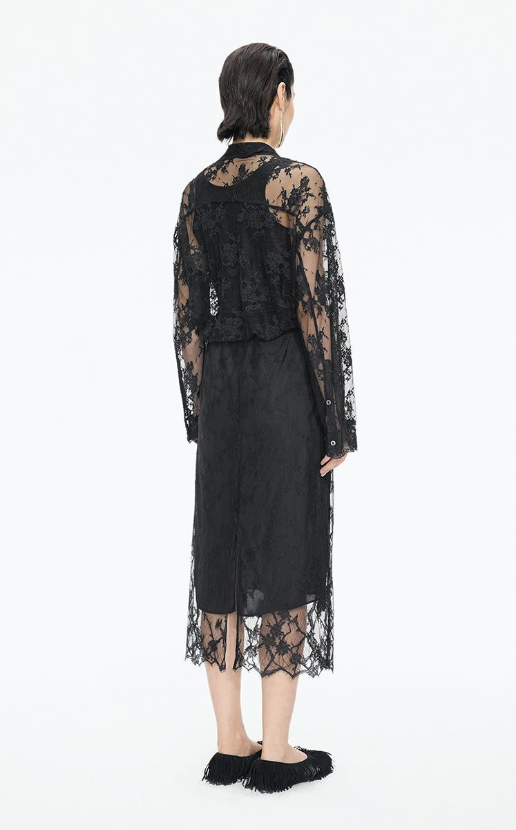 Shirt / JNBY Lace Floral Sheer Blouse