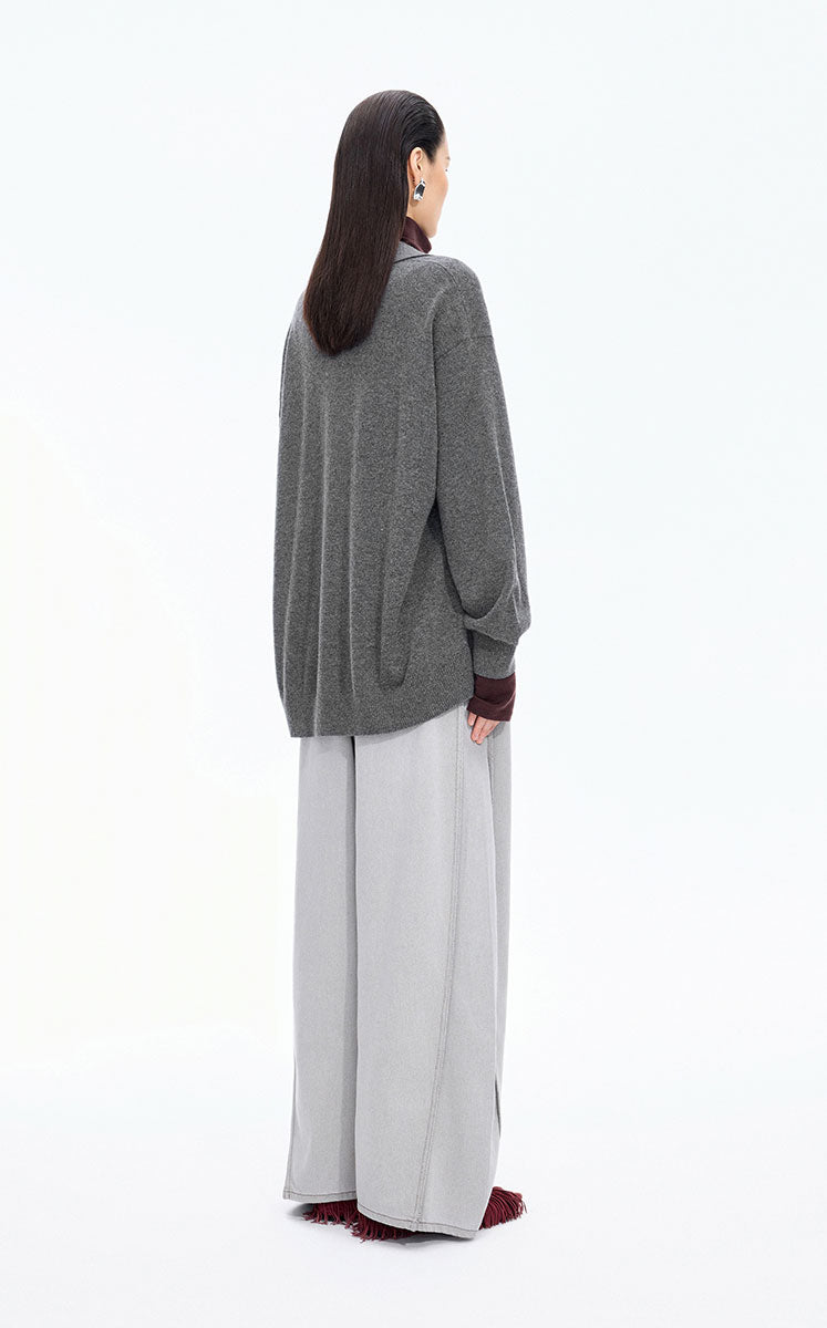 Sweater / JNBY Oversized Wool-Cashmere Polo Pullover