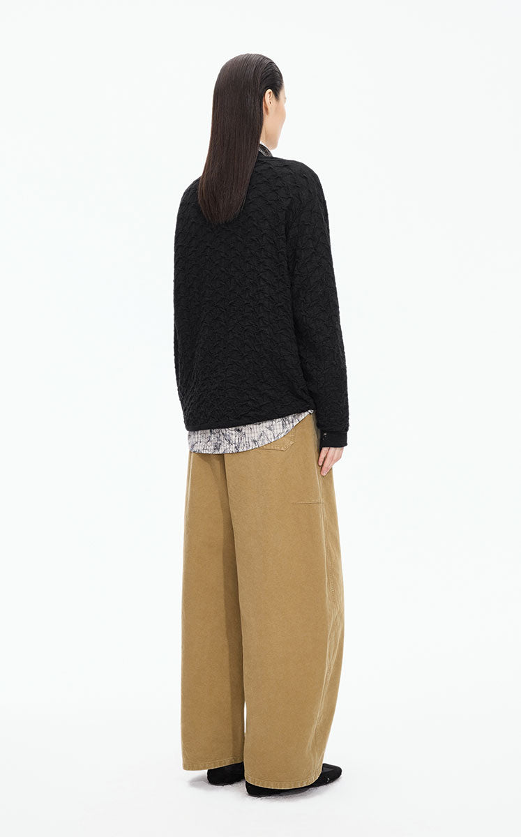 Sweater / JNBY Mohair-Wool Blend Diamond Texture Pullover