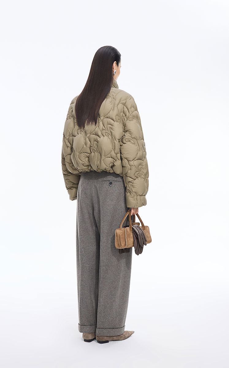 Down Coat / JNBY Quilted Stand Collar Short Down Coat