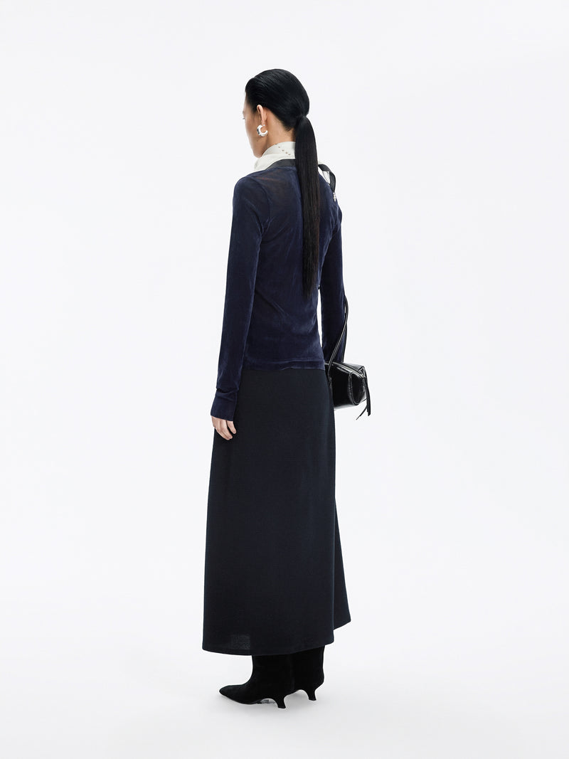 T-Shirt / JNBY Nylon Flocked Mesh Long Sleeve Top