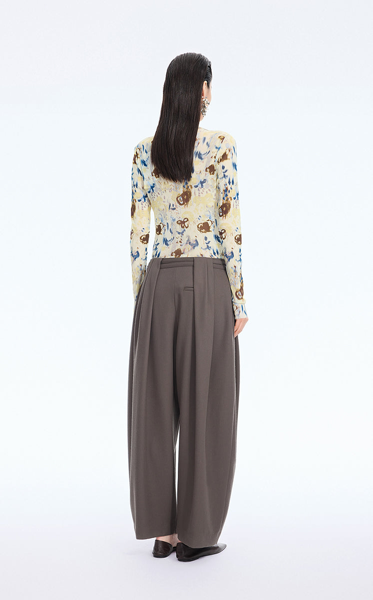 T-Shirt / JNBY Floral Print Fitted Long Sleeve Tee