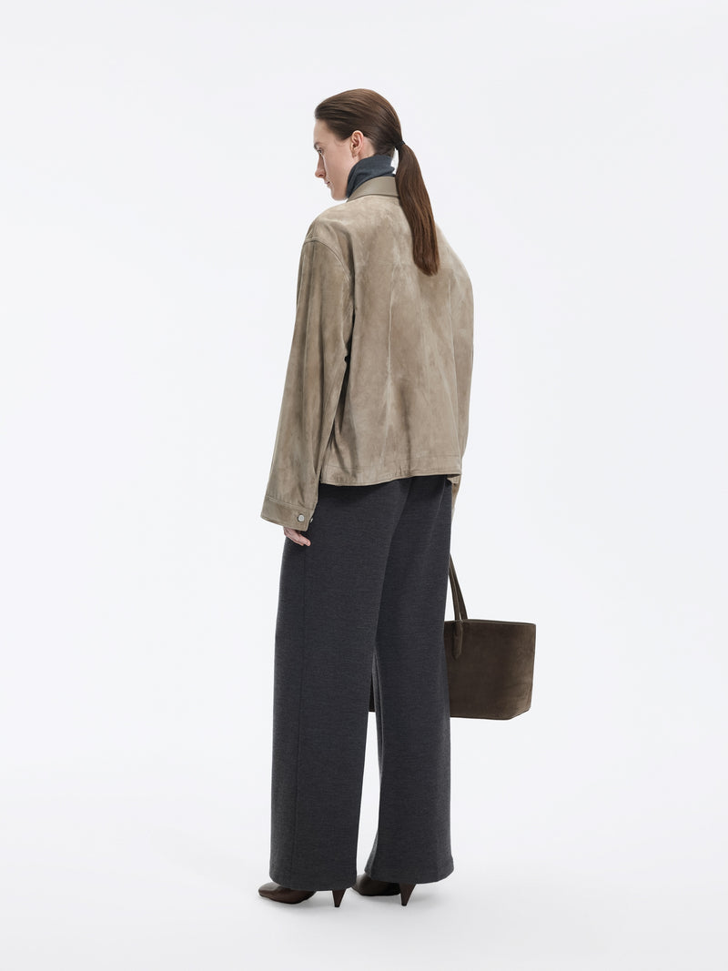 Jacket / JNBY Relaxed Suede Leather Biker Jacket