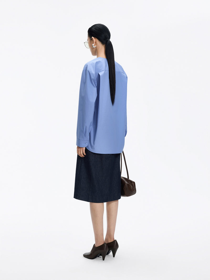 Skirt / JNBY Cotton A-Line Midi Denim Skirt