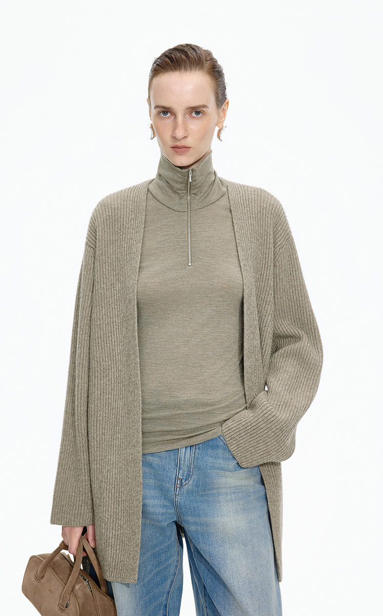 Sweater / JNBY Wool Yak Longline Cardigan Grey
