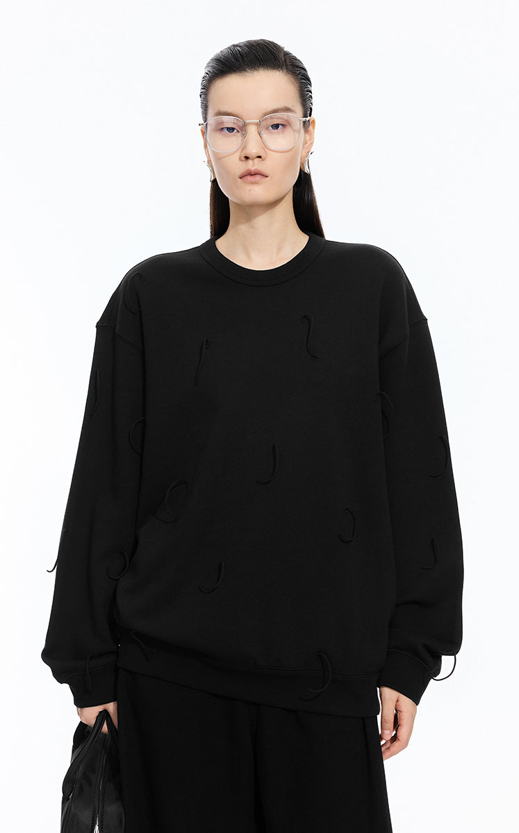 Sweatshirt / JNBY Loose Cotton Fringe Sweatshirt