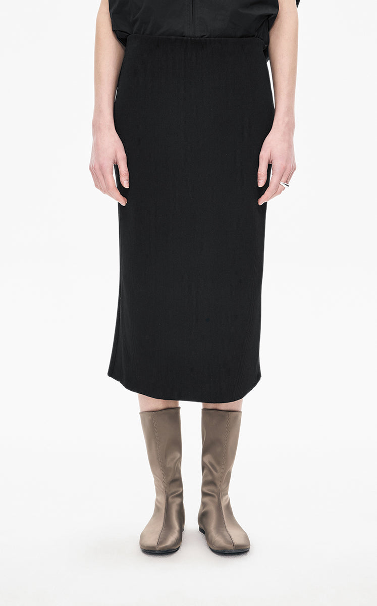 Skirt / JNBY Mid-Length Stretch Waist Skirt black