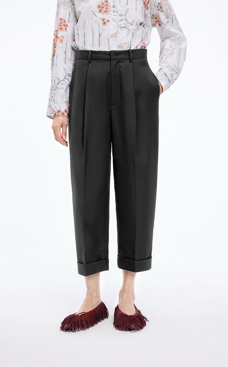 Pants / JNBY Wool Tapered Cropped Trousers Black