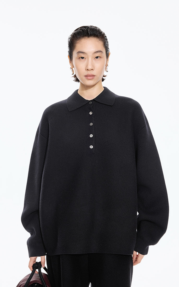 Sweater / JNBY Classic Wool Blend Polo Pullover
