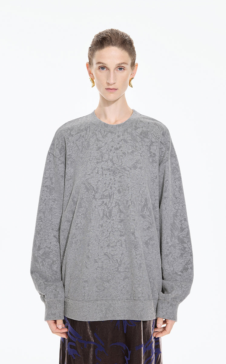 Sweatshirt / JNBY Oversized Flocked Floral Detail Pullover Grey