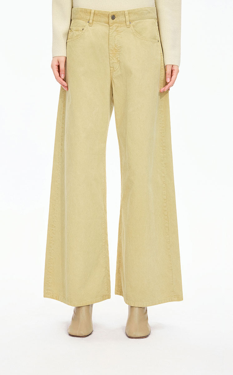 Pants / JNBY Wide-Leg Cotton Corduroy Pants Green Kahaki