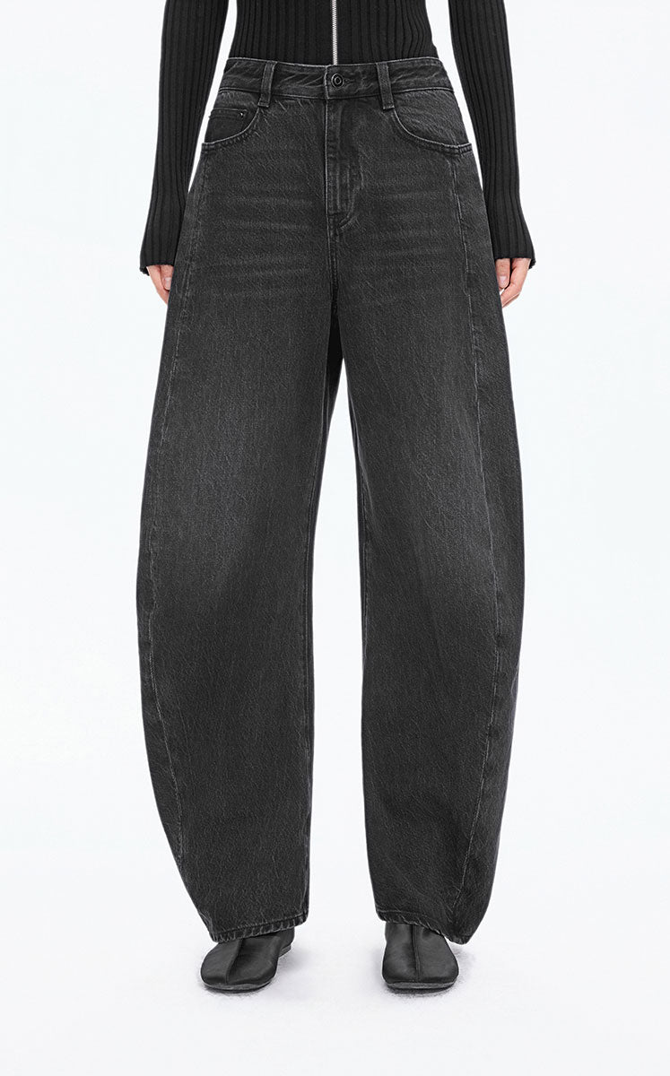 Pants / JNBY Tapered Banana Denim Jeans Black