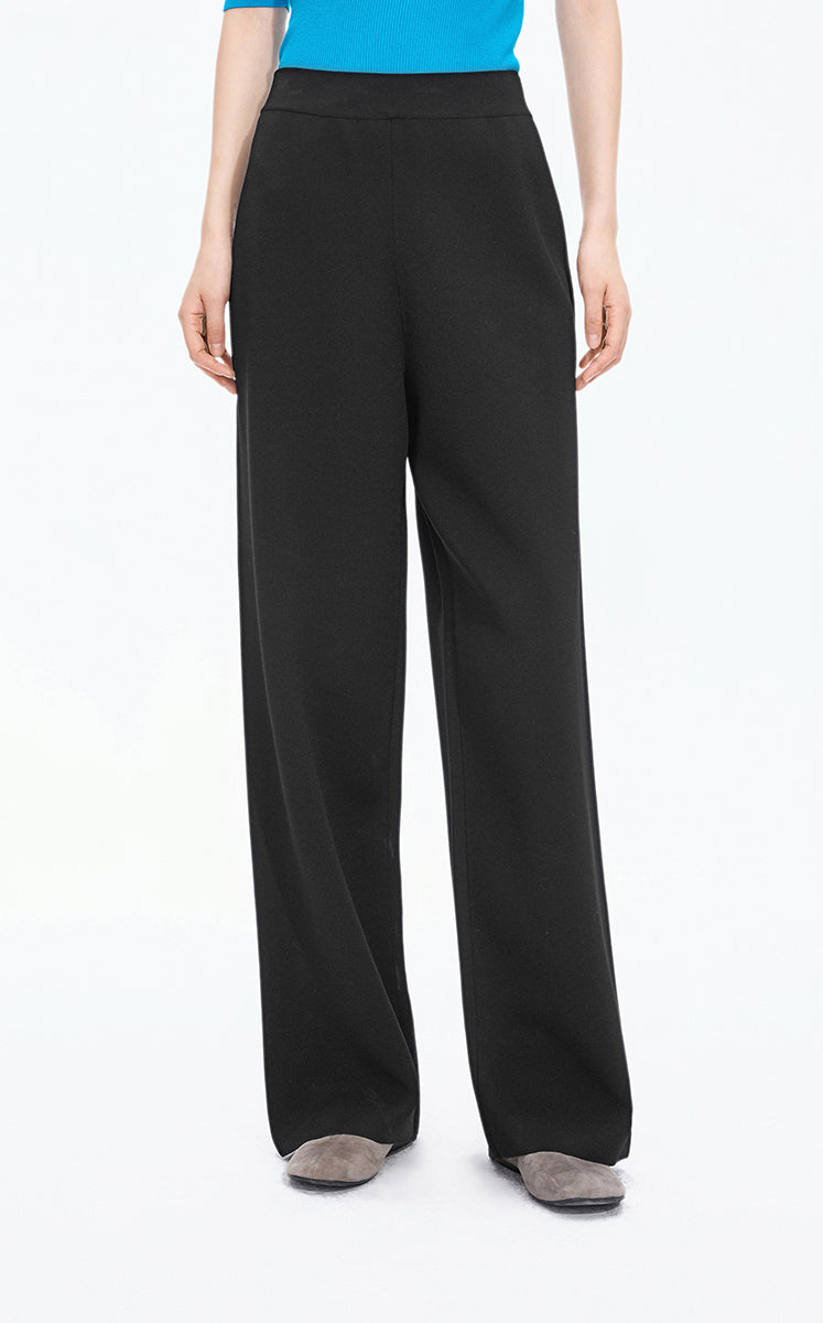 Pants / JNBY Wide-Leg Ribbed Blend Trousers Black