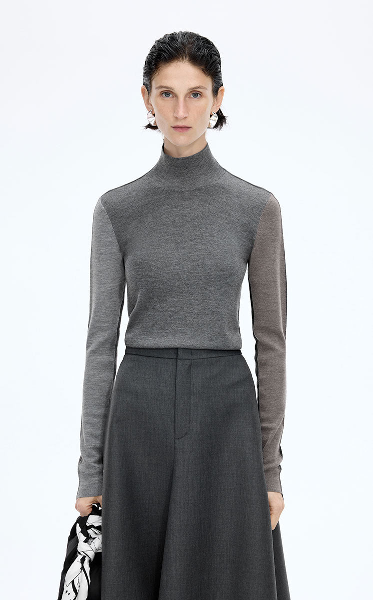 Sweater / JNBY Colorblock Wool Turtleneck Sweater