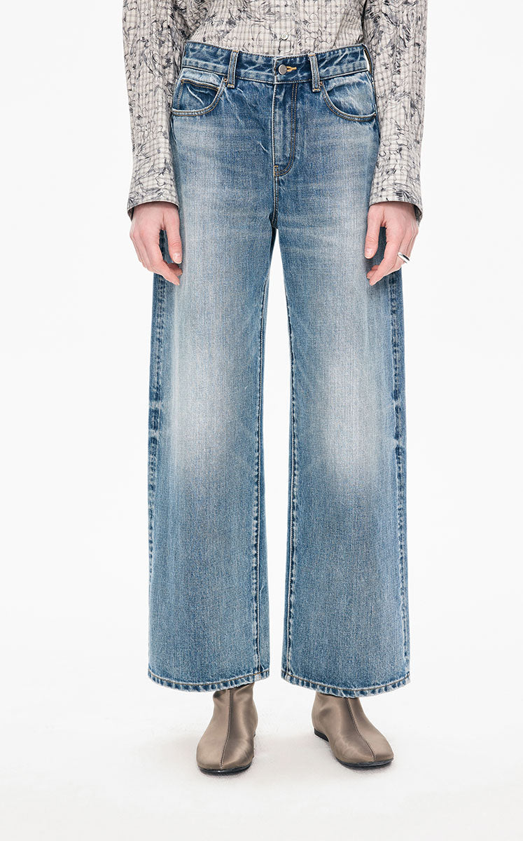 Pants / JNBY Relaxed Wide-Leg Long Jeans Blue