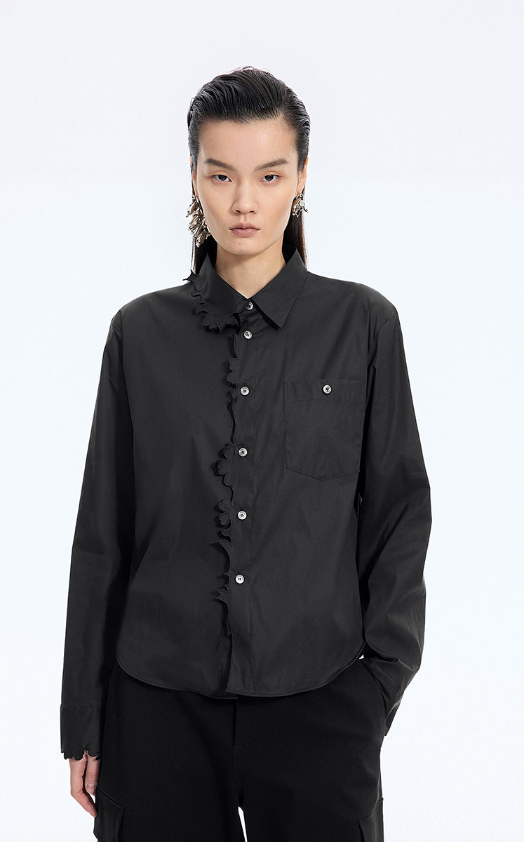 Shirt / JNBY Cut-Out Floral Dimensional Shirt Black