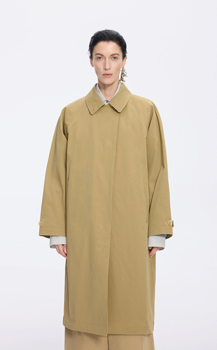 Coat / JNBY Relaxed Cotton Blend Raglan Sleeve Trench Coat