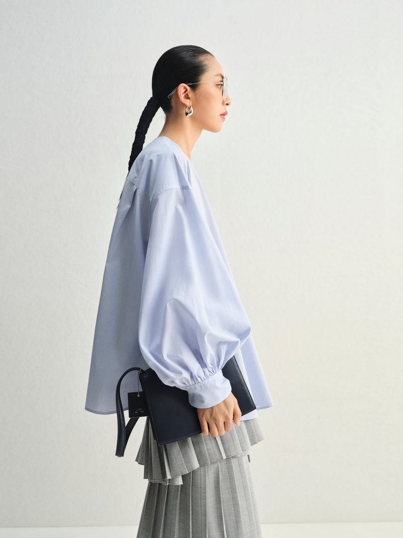 Shirt / JNBY Oversized Cotton Poplin Striped Blouse