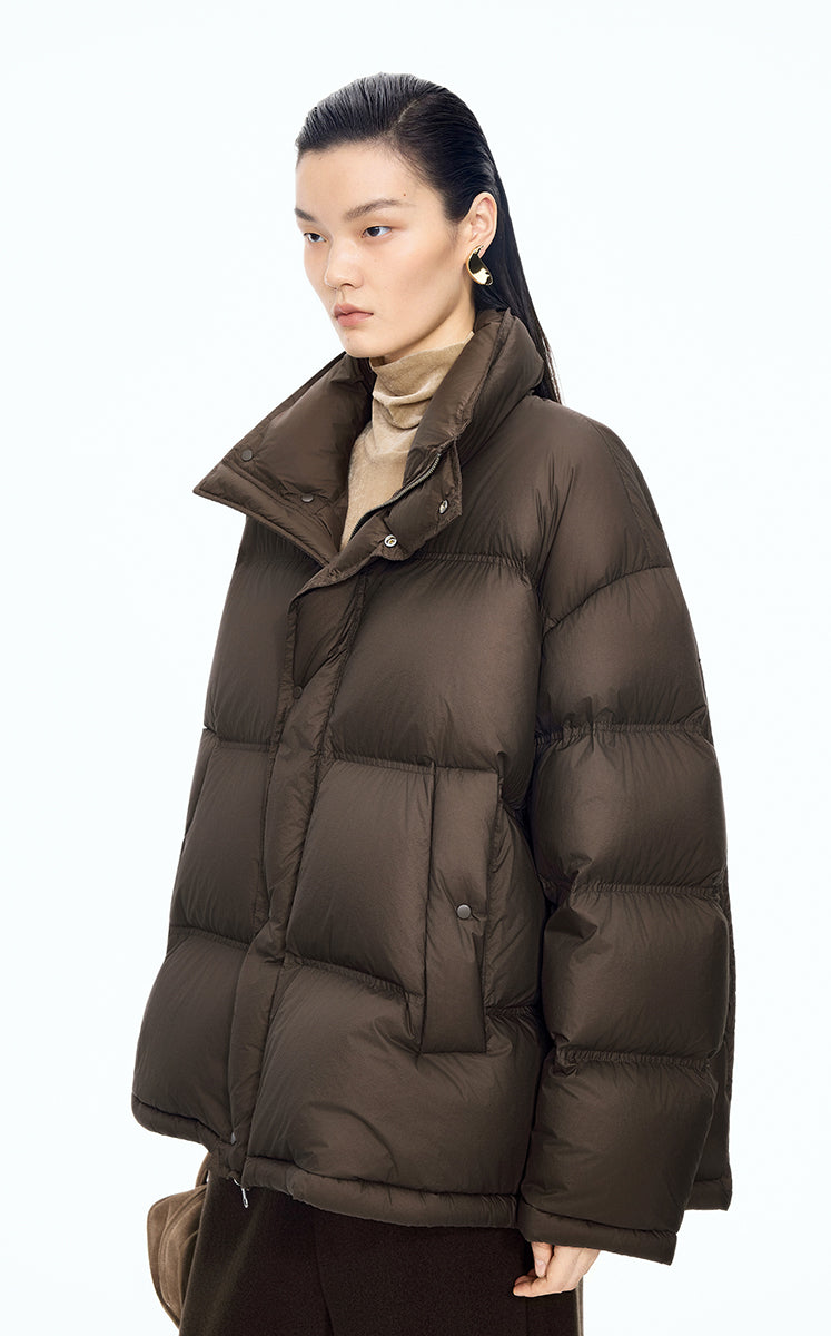 Down Coat / JNBY Oversized Jacquard Mid-Length Down Coat