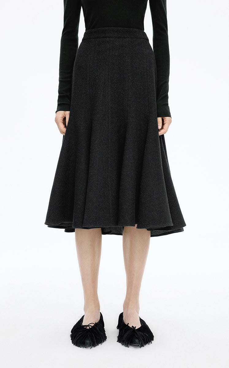 Skirt / JNBY S-Line Wool Mid-Length Skirt Black
