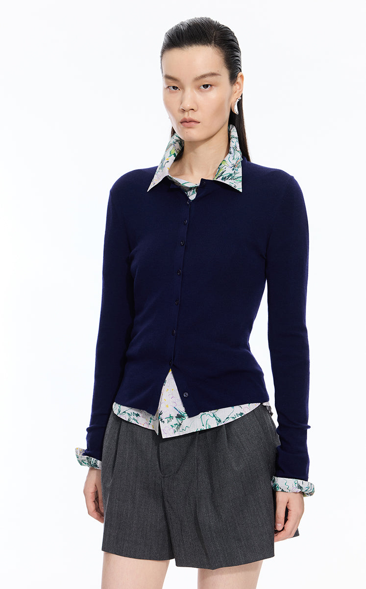 Sweater / JNBY Slim Wool Stretch Cardigan