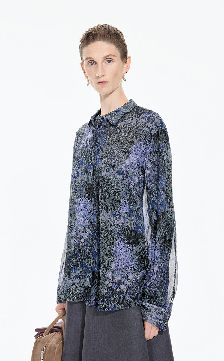 Shirt / JNBY Silk Botanical Print Shirt