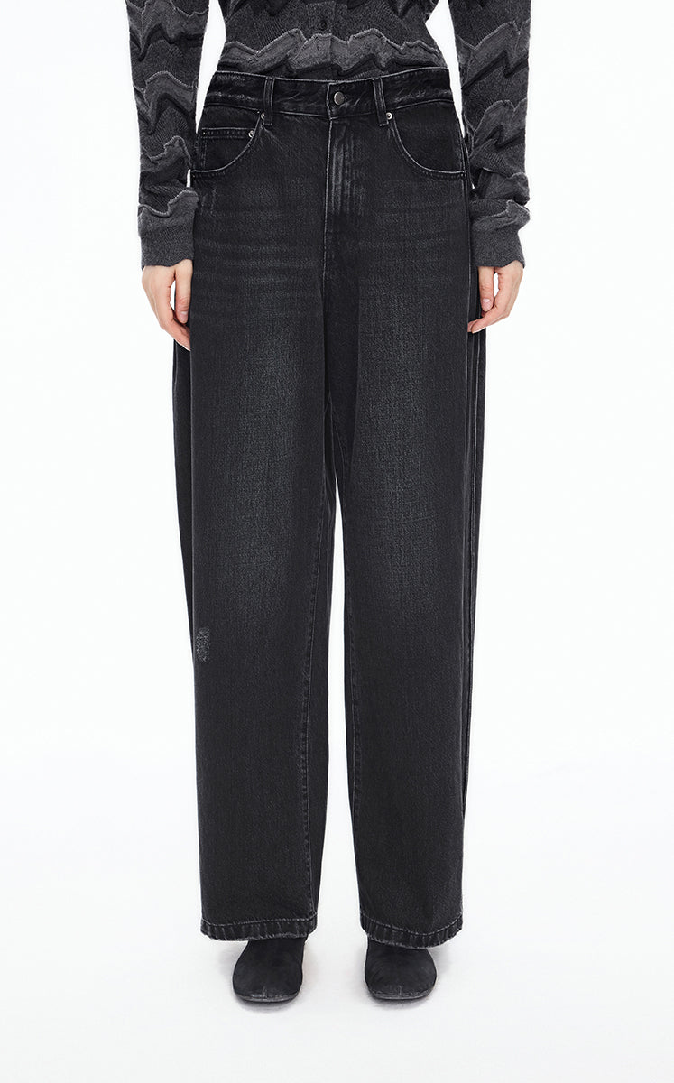 Pants / JNBY Relaxed Straight-Leg Long Jeans Black