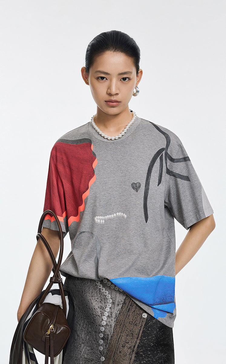 T-Shirt / JNBY Abstract Graphic Print Relaxed Tee