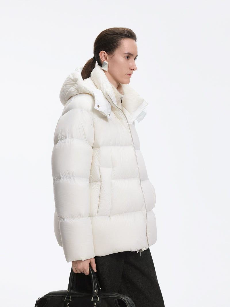 Coat / JNBY A-Line Down Puffer Jacket with Detachable Hood