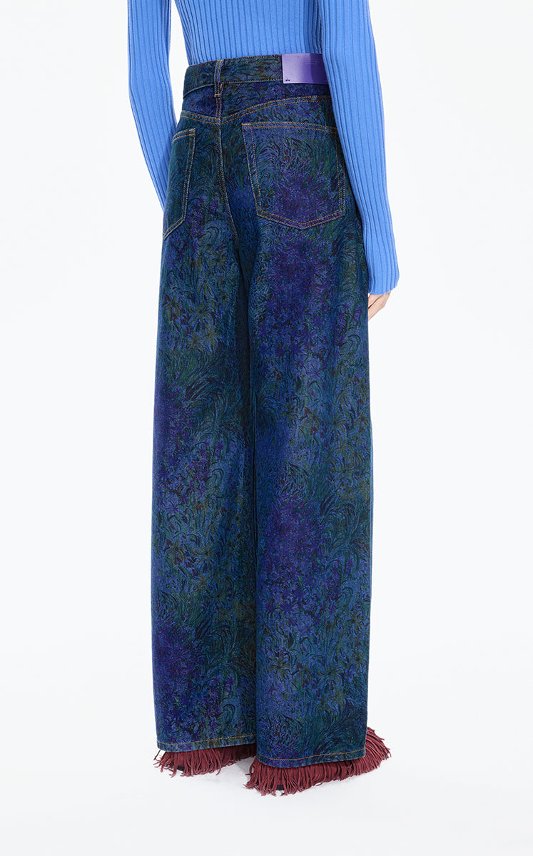 Pants / JNBY Wide-Leg Printed Denim Trousers